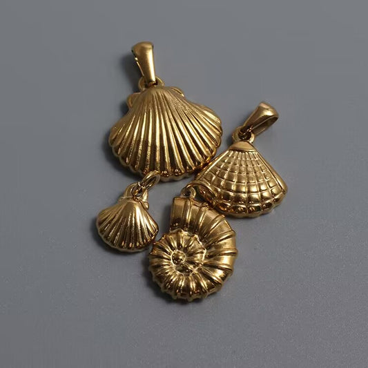 Stainless Steel Golden Plated Vintage Charms for DIY Necklace Bracelet Sea Shell Charms Conch Charms