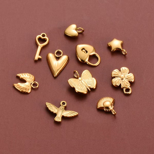 Butterfly birds wings vintage golden charms small for DIY